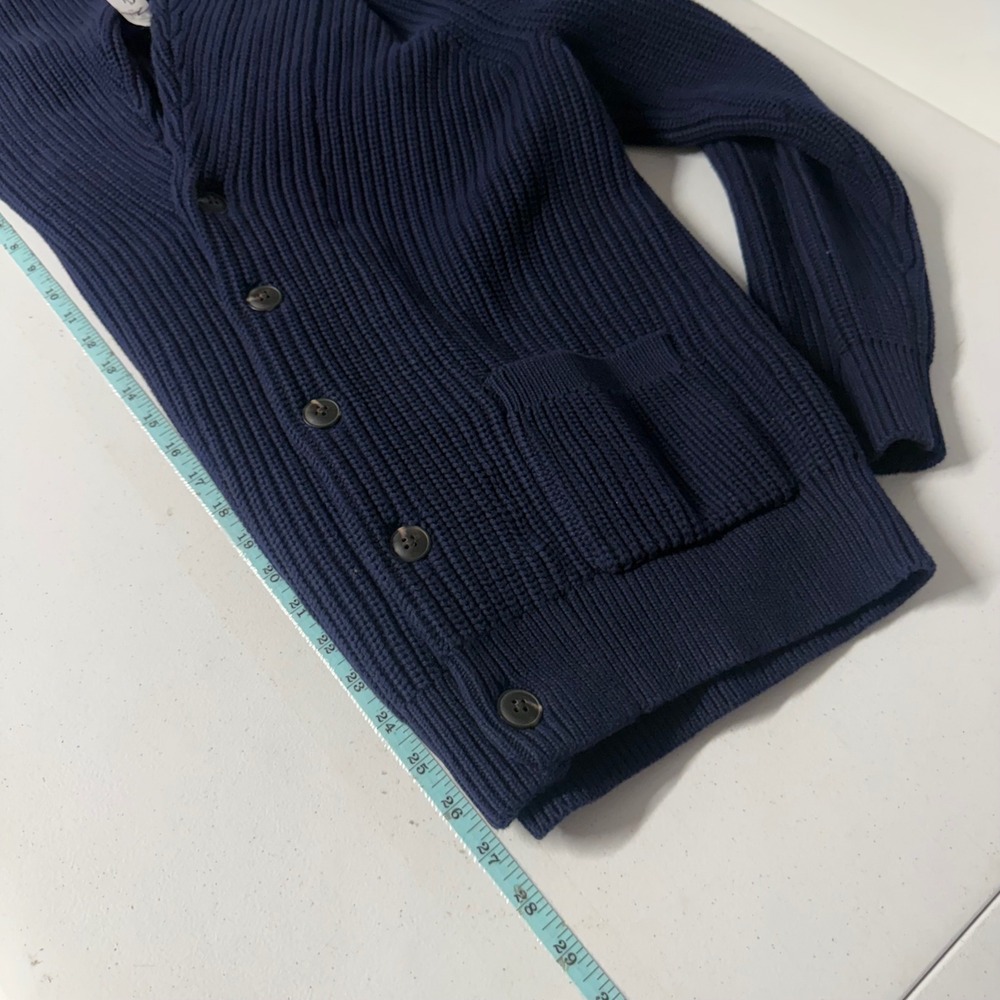 Gap Mens Navy Blue Shawl Collar Ribbed Knit Cardigan Sweater Small NEW Academia - Picture 3 of 12